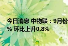 今日消息 中物联：9月份中国大宗商品指数 CBMI为103.1% 环比上升0.8%