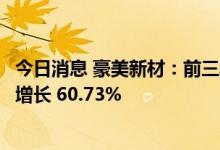 今日消息 豪美新材：前三季度系统门窗业务工程中标量同比增长 60.73%