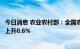 今日消息 农业农村部：全国农产品批发市场猪肉均价比昨天上升0.6%