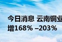 今日消息 云南铜业：预计前三季度净利同比增168% –203%