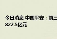 今日消息 中国平安：前三季度寿险及健康险业务保费收入3822.5亿元