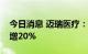 今日消息 迈瑞医疗：预计第三季度净利同比增20%