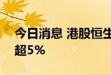 今日消息 港股恒生科技指数涨2% 日内振幅超5%