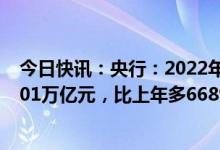 今日快讯：央行：2022年全年社会融资规模增量累计为32.01万亿元，比上年多6689亿元