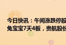 今日快讯：午间涨跌停股分析：28只涨停股，4只跌停股，兔宝宝7天4板，贵航股份、成飞集成跌停