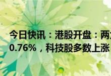今日快讯：港股开盘：两大指数集体高开，恒生科技指数涨0.76%，科技股多数上涨