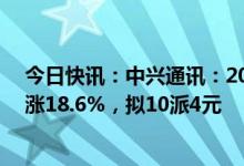 今日快讯：中兴通讯：2022年归母净利润80.8亿元，同比涨18.6%，拟10派4元
