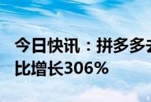 今日快讯：拼多多去年净利润逾315亿元，同比增长306%