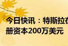 今日快讯：特斯拉在上海成立新能源公司，注册资本200万美元