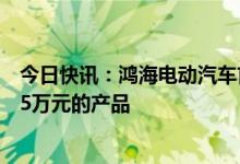 今日快讯：鸿海电动汽车首席战略官关润：力争投放售价约5万元的产品