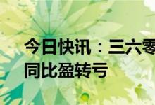 今日快讯：三六零：一季度净亏1.86亿元，同比盈转亏