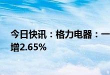 今日快讯：格力电器：一季度归母净利润41.09亿元，同比增2.65%