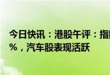 今日快讯：港股午评：指数涨跌不一，恒生科技指数涨0.89%，汽车股表现活跃