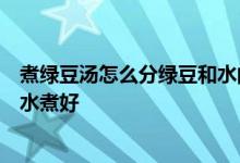 煮绿豆汤怎么分绿豆和水的比例绿豆汤用冷水煮好还是用热水煮好