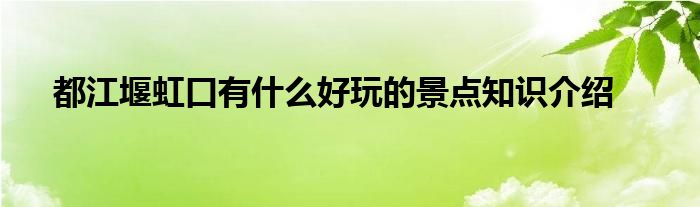 都江堰虹口有什么好玩的景点知识介绍