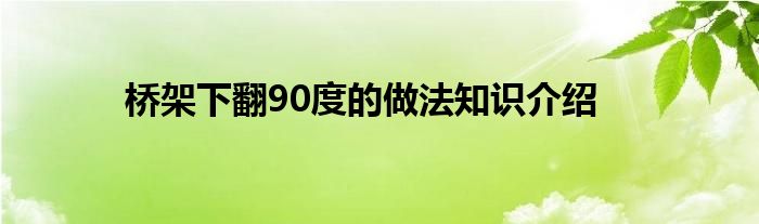 桥架下翻90度的做法知识介绍