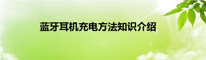 蓝牙耳机充电方法知识介绍