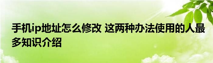 手机ip地址怎么修改 这两种办法使用的人最多知识介绍