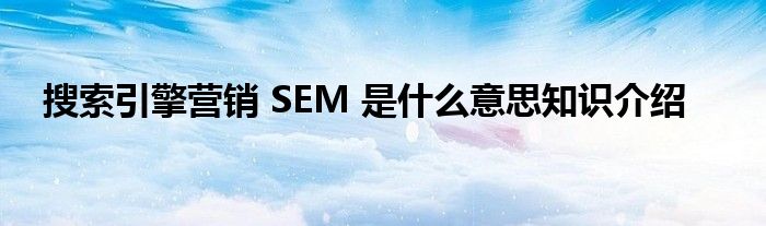 搜索引擎营销 SEM 是什么意思知识介绍