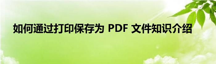 如何通过打印保存为 PDF 文件知识介绍