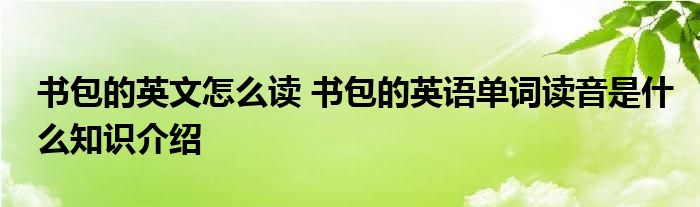 书包的英文怎么读 书包的英语单词读音是什么知识介绍