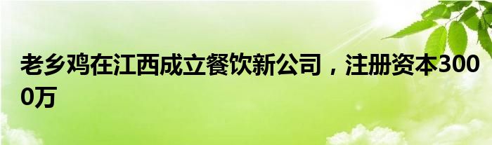 老乡鸡在江西成立餐饮新公司，注册资本3000万